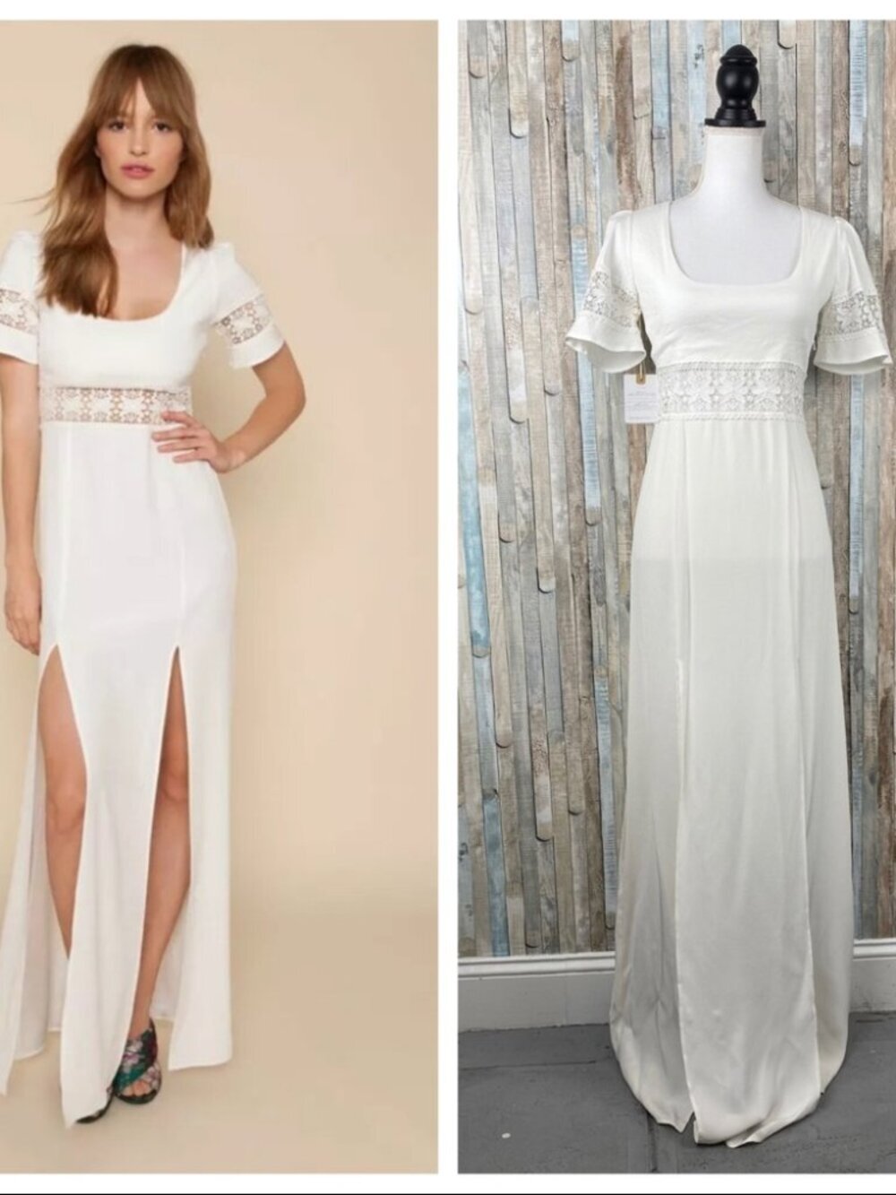 Stone Cold Fox Cream Lace-Trim Maxi Dress, Seymour gown